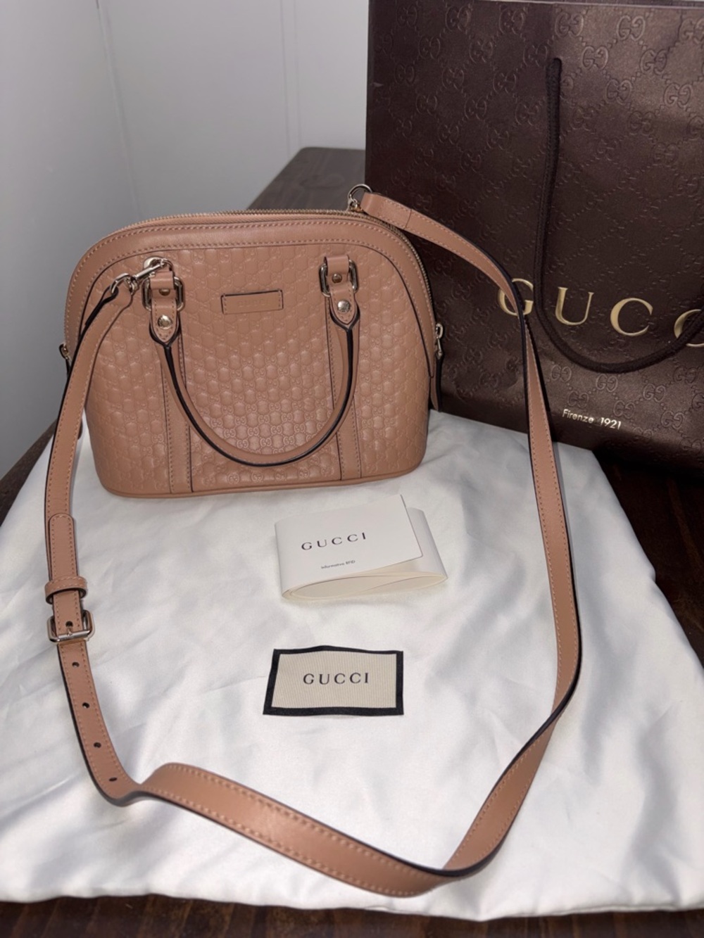 Gucci Blush Pink Leather Dome Crossbody Bag
